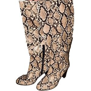 A New Day Women's Brandee Knee High Boot Taupe Snakeskin Print, Size‎ 7.5 Y2K